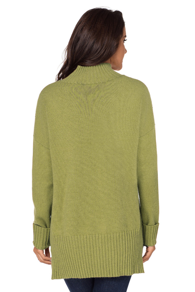 Mustard Turn-up Sleeve Turtle Neck Sweater