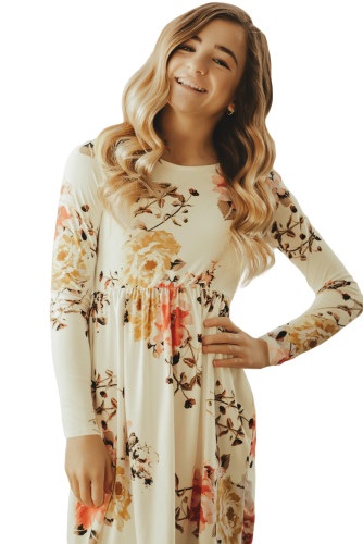 Floral White Swing Dress with Hidden Pockets