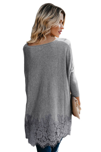 Grey Waldorf Lace Contrast Sweater