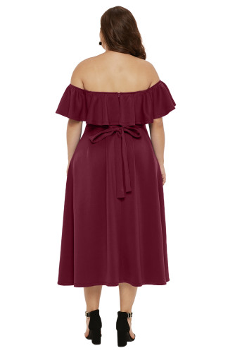 Red Beat To It Plus Size Off-the-shoulder Dress