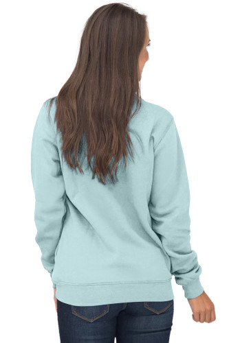 Light Blue Pocket Style Quarter Zip Sweatshirt