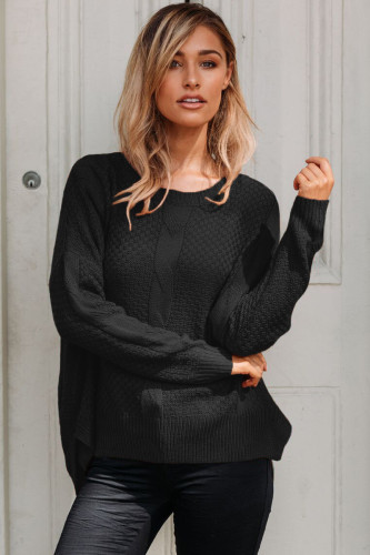 Black Thick Patterned Knit Sweater