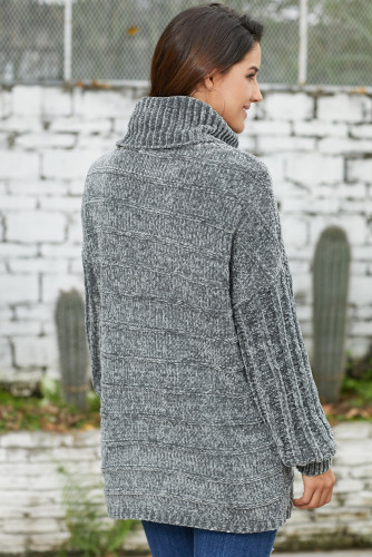 Gray Soft Velvet Knit Sweater Jumper