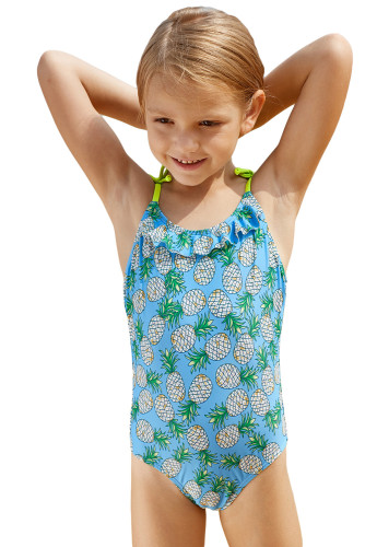 Pineapple Print Little Girls One-piece Swimsuit