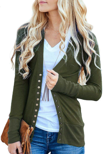 Green Long Sleeve Snap Cardigan