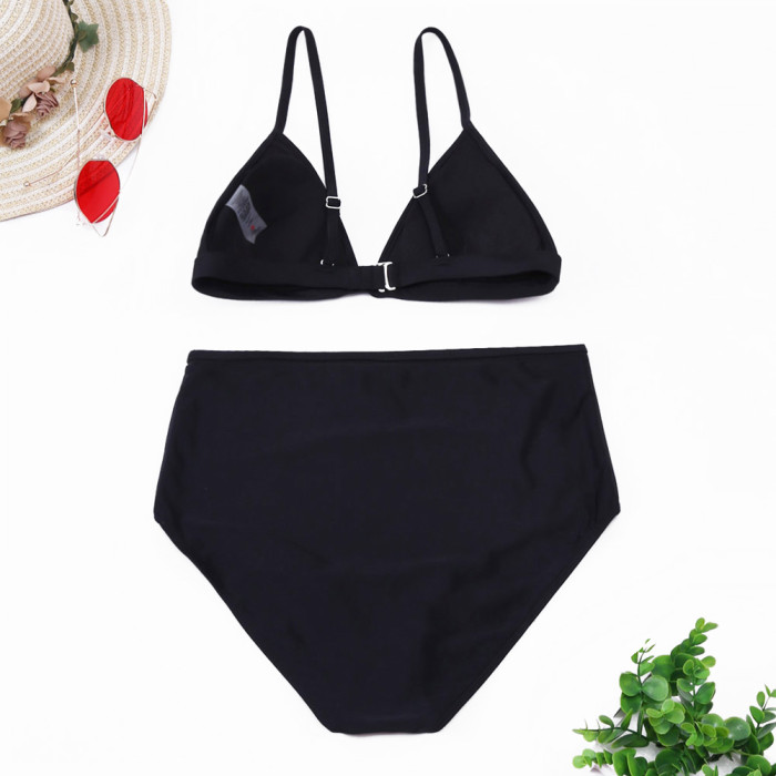 Black Print Two Piece High Waisted Swimsuit