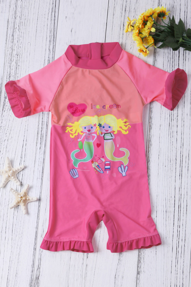 Pink Little Mermaid Princess Cute Girls Swimsuit