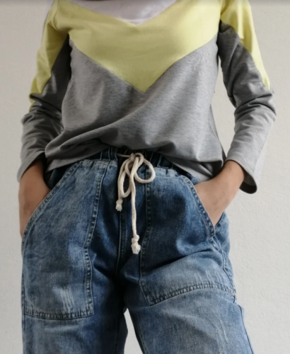 Yellow Chevron Colorblock Long Sleeve Top