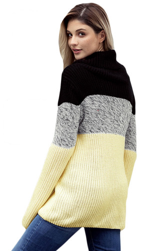 Black Cowl Neck Color Blocked Sweater