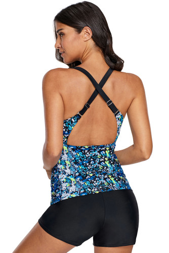 Sexy V Neck Floral Tankini Top