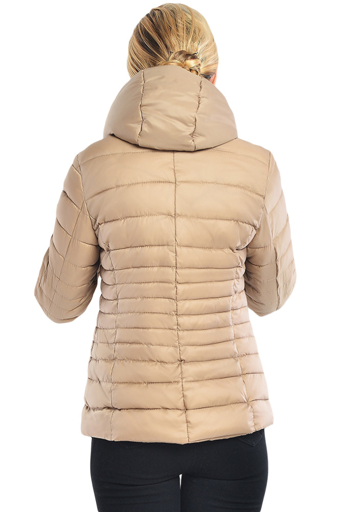 Khaki Core Down Hooded Jacket