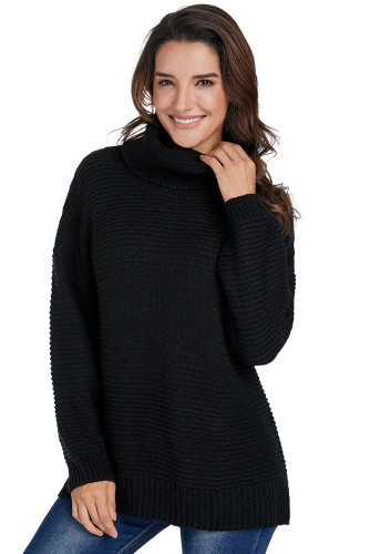 Black Cozy Long Sleeves Turtleneck Sweater