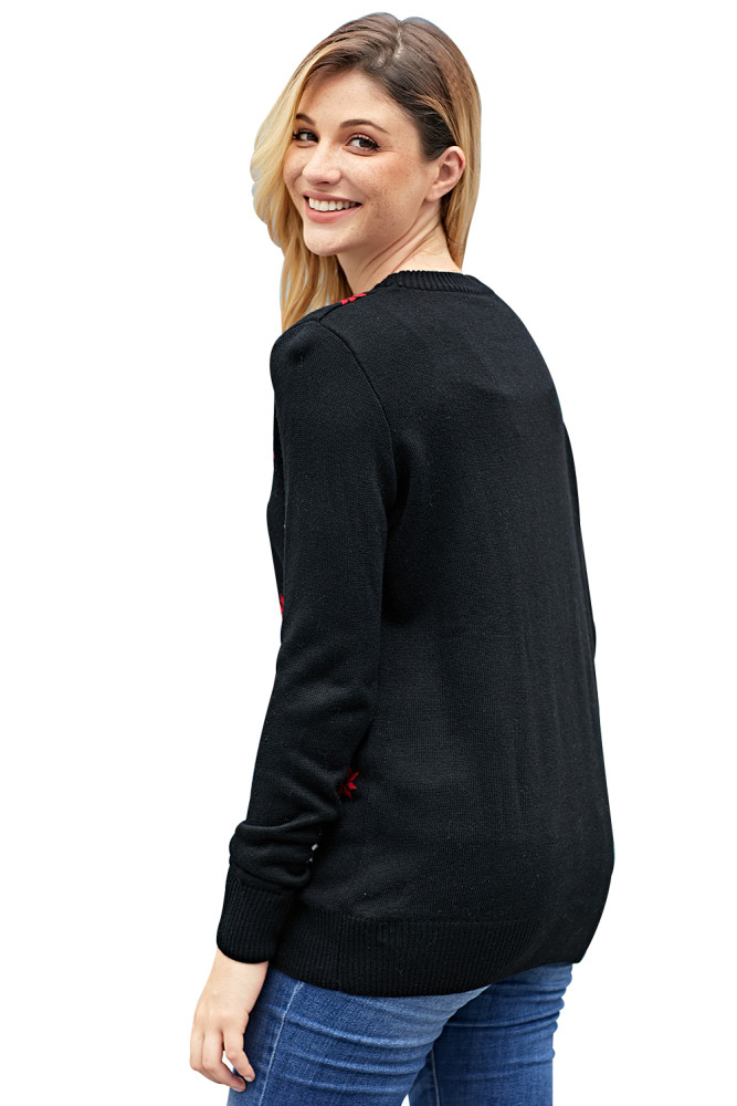 Happy Xmas Black Christmas Tree Knit Sweater