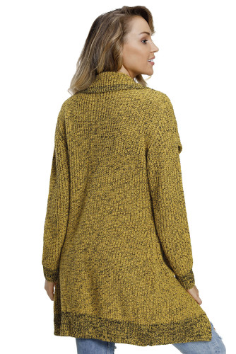 Yellow Chunky Long Cardigan with Side Pockets