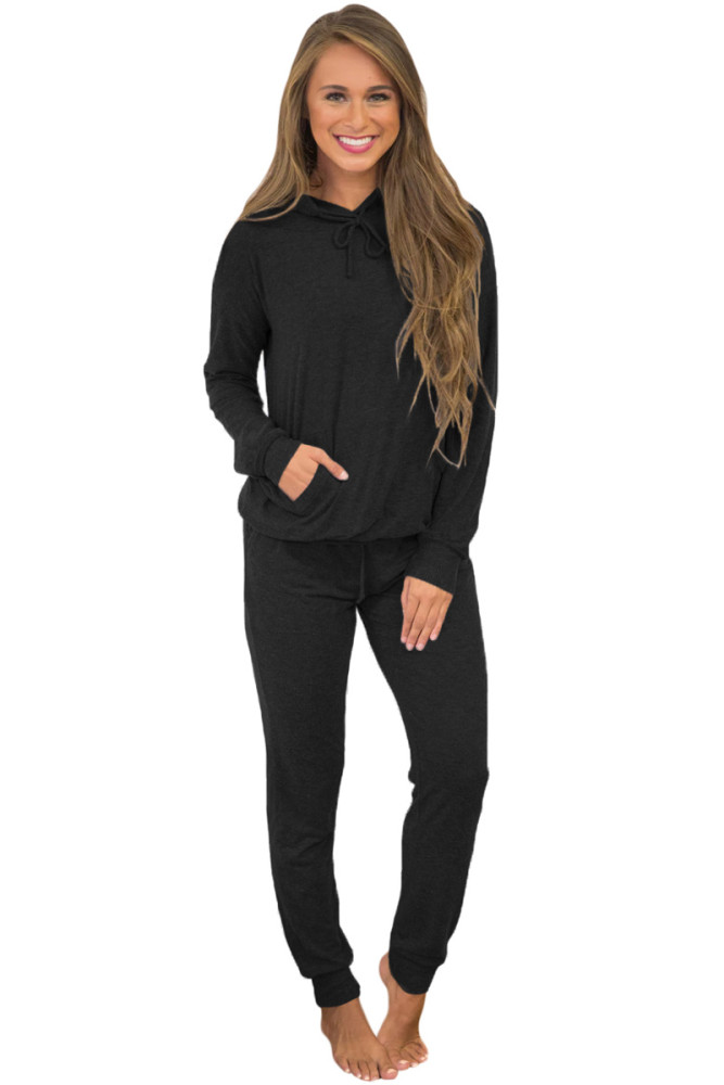 Black Loungewear Hoodie and Joggers Set