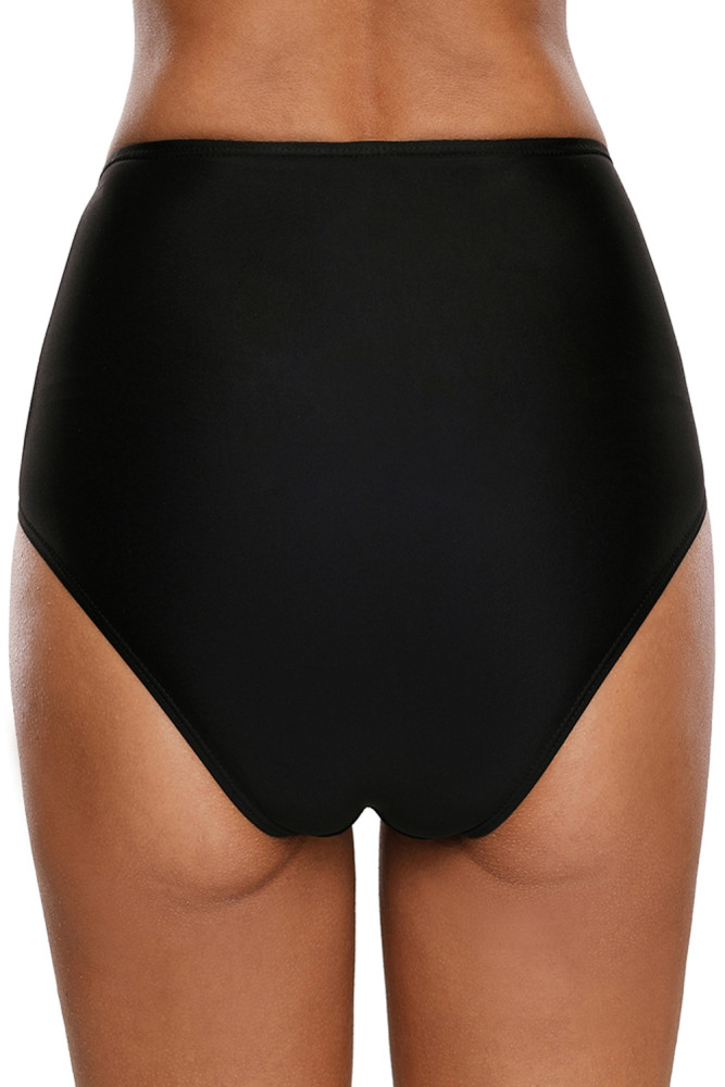 Black Fishnet Striped Detail Bikini Bottom