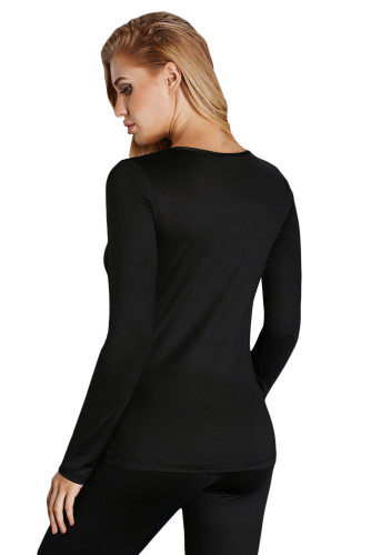 Black Basic Long Sleeves Round Crew Neck Yoga Top