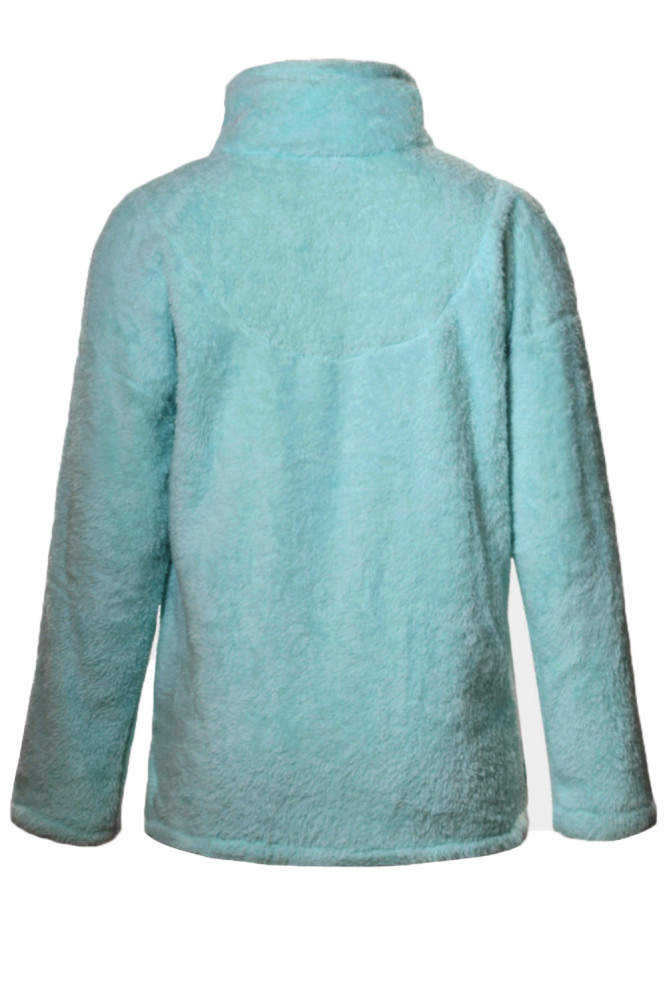 Light Green Zipper Fleece Pullover Coat