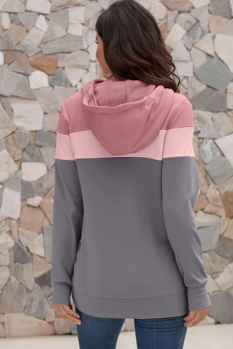 Mauve Hooded Gray Colorblock Sweatshirt