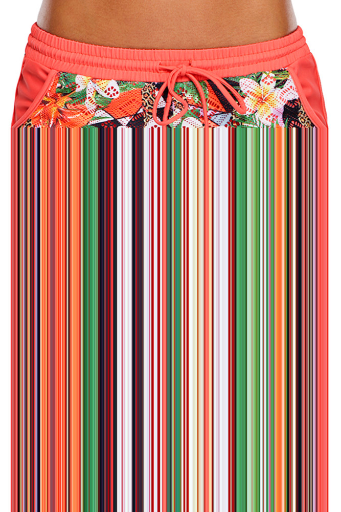 Floral Print Lacy Shorts Attached Swim Bottom