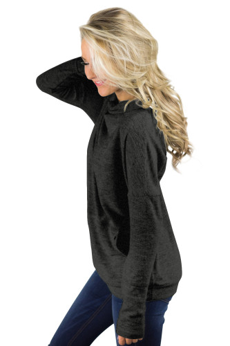 Black Heathered Kangaroo Pocket Sweatshirt