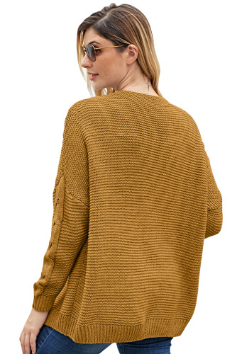 Khaki Chunky Wide Long Sleeve Knit Cardigan