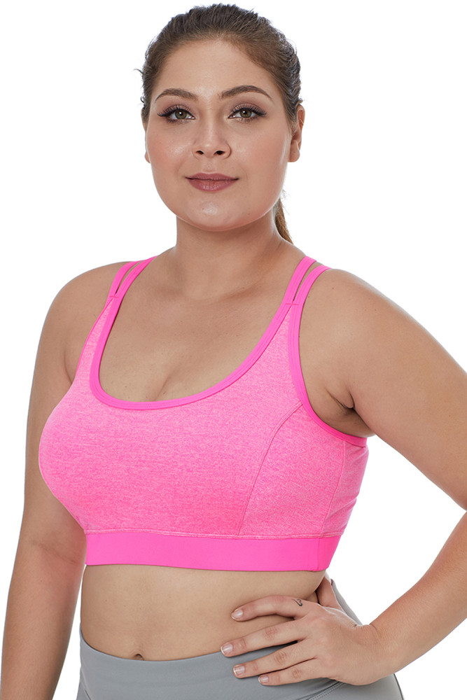 Rosy Double Straps Heathered Sports Bra