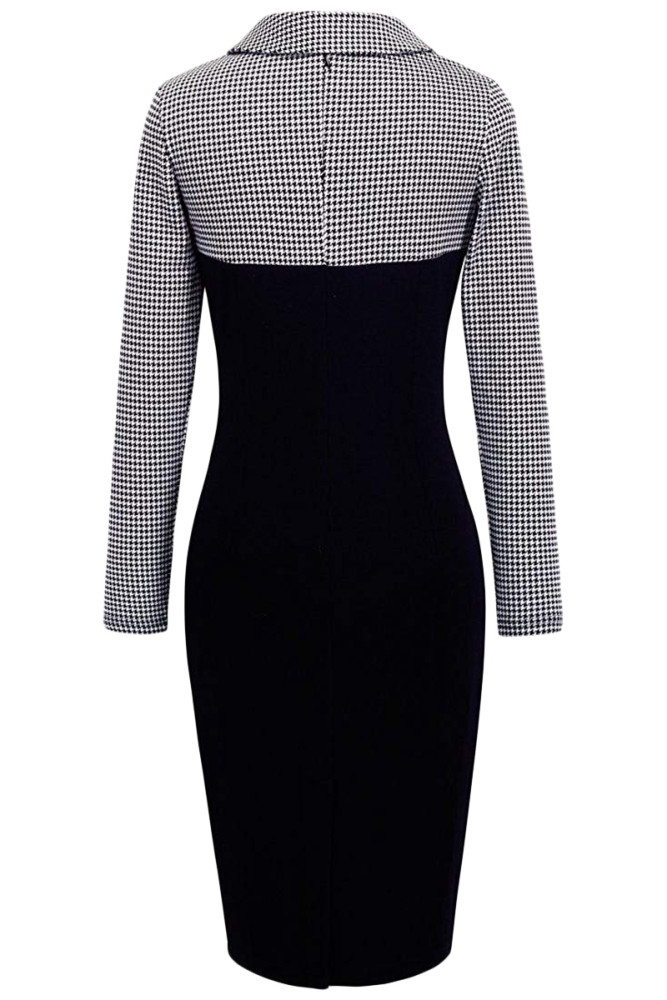 White Vintage Turn-Down Collar Pinup Button Midi Dress