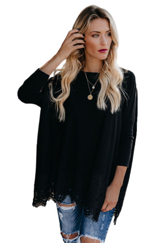 Black Waldorf Lace Contrast Sweater