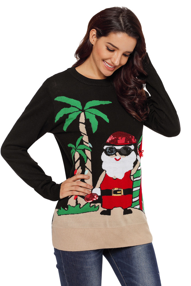 Beach Coconut Tree Santa Sweater