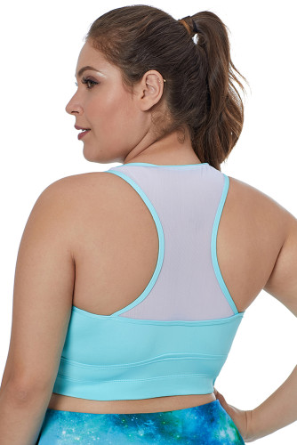Light Blue Sleeveless Racerback Plus Size Yoga Bra