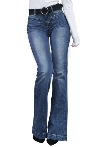 Blue Pocket Trumpet Flare Jeans