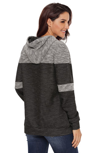 Stylish Black Patchwork Hoodie with Pockets