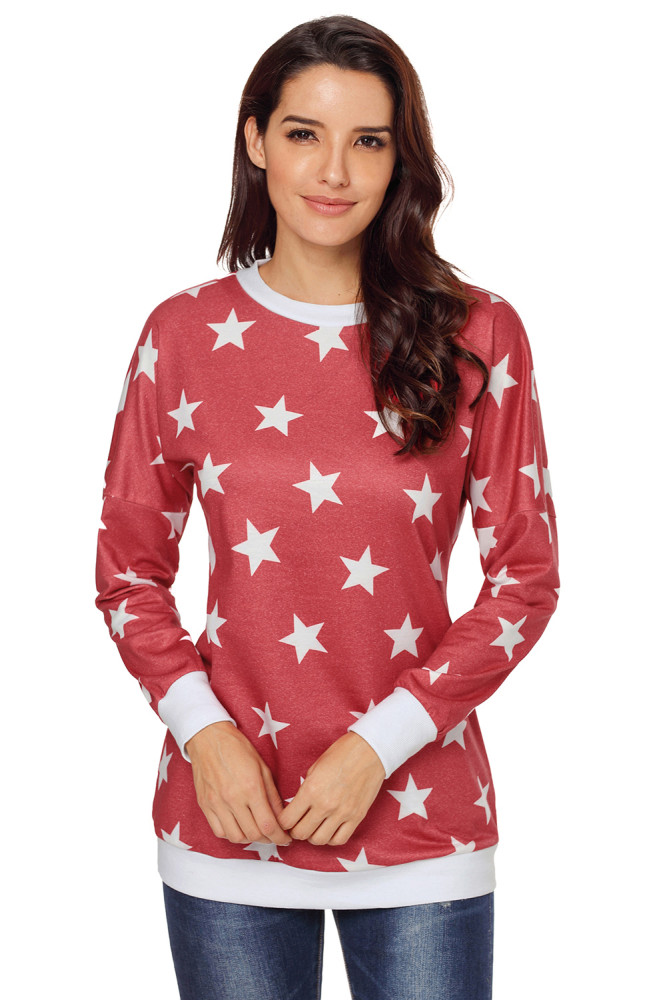 Red All Over Star Sweatshirt