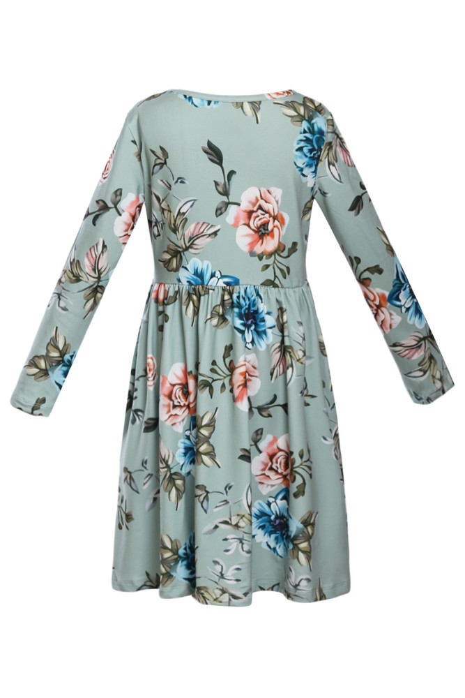 Floral Mint Swing Dress with Hidden Pockets