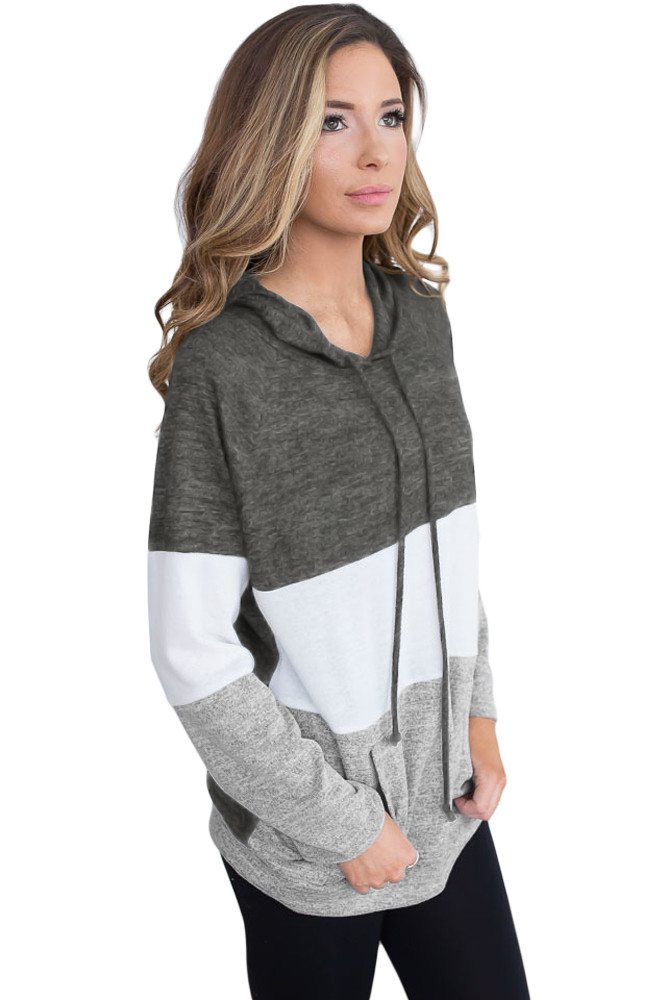 Charcoal Atop Triple Colorblock Pullover Hoodie