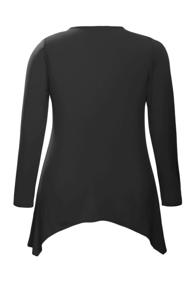Black Plus Size Cutout Swing Tunic Top