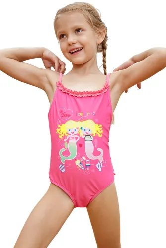 Pink Little Mermaid Princess Teddy Swimsuit