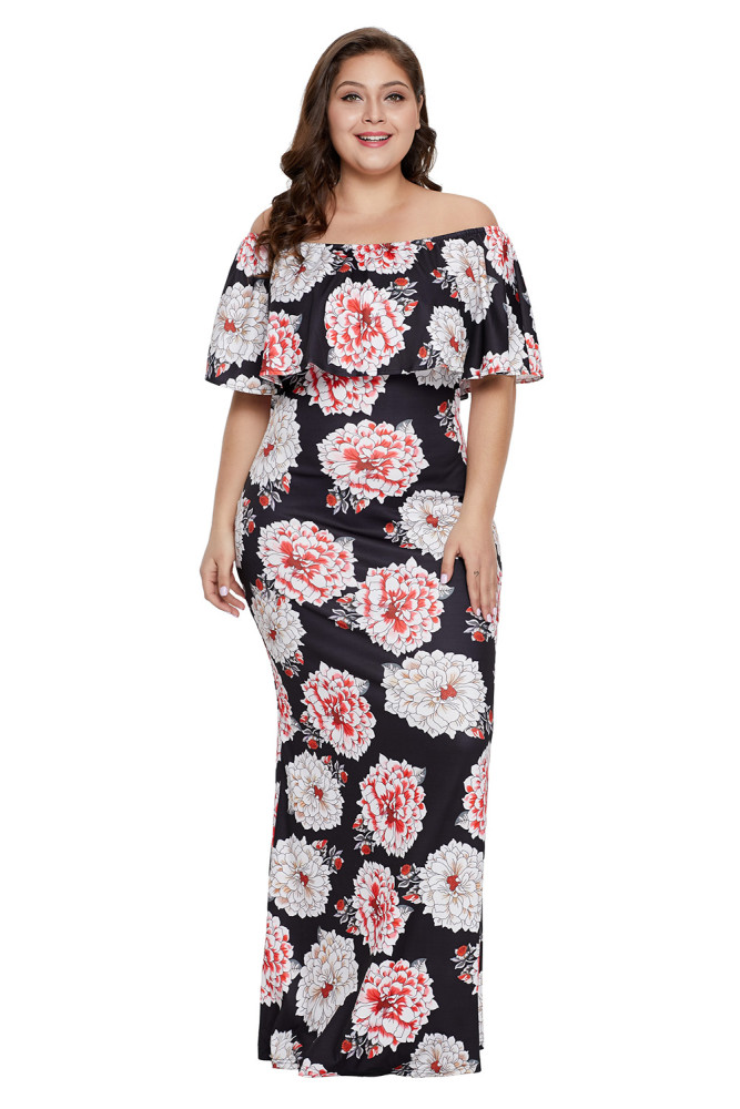 Sky Bloom Plus Size Maxi Dress