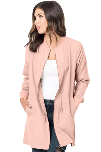 Pink Drawstring Waist Lightweight Outcoat