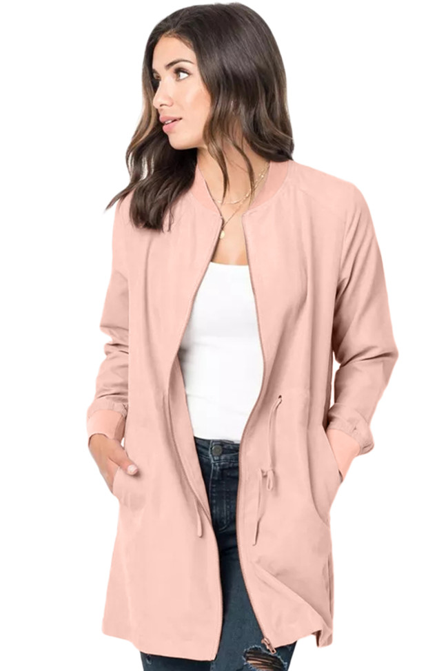 Pink Drawstring Waist Lightweight Outcoat