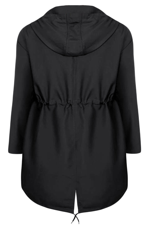 Black Plus Size Pocket Parka Jacket