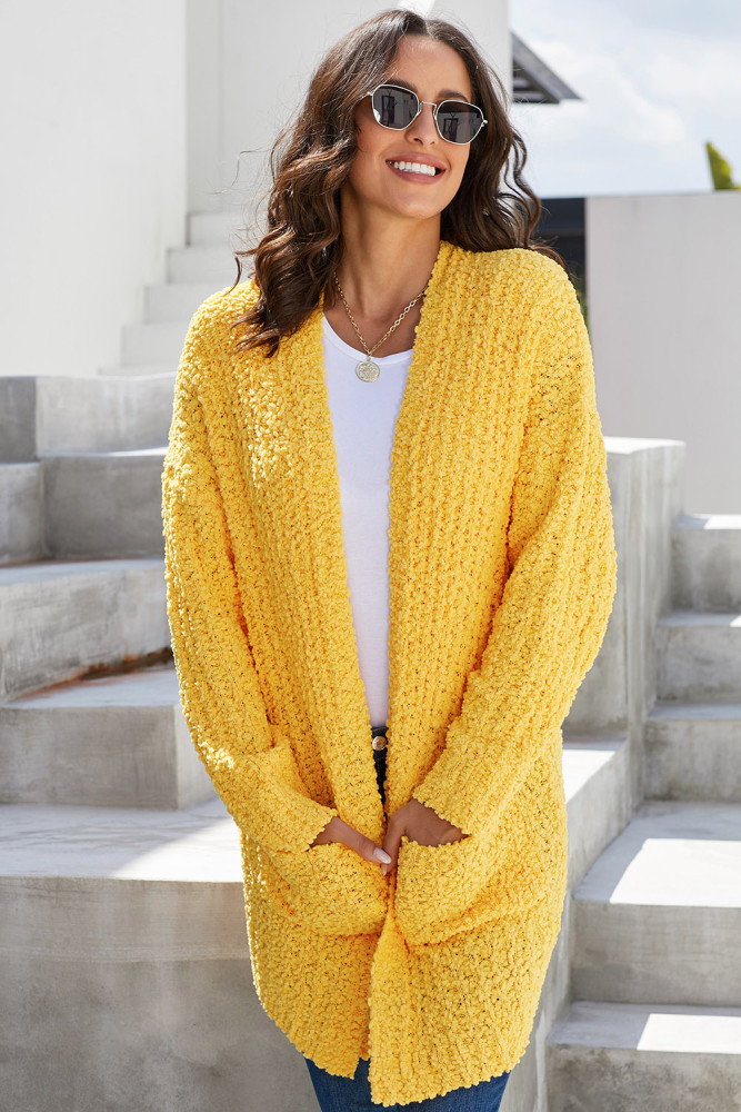 Mustard Pebble Beach Textured Cardigan