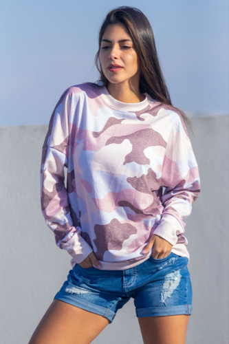 Dusty Pink Digital Camo Print Sweatshirt