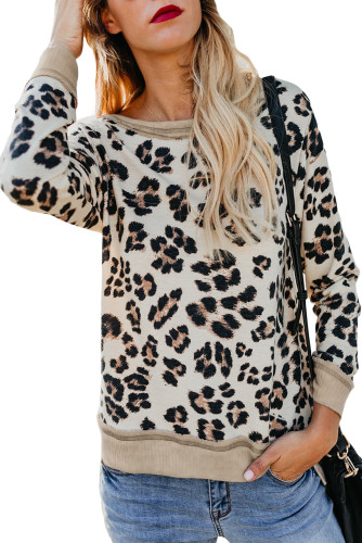 Off White Leopard Print Sweatshirt