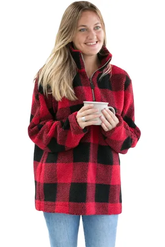 Red Buffalo Plaid Sherpa Pullover