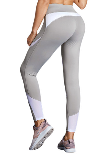 Gray Patchwork High Waist Gym Leggings
