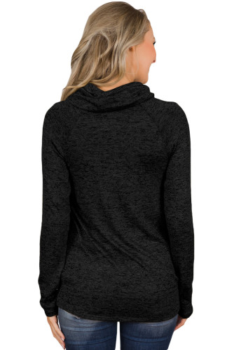 Black Charming Ways Cowl Neck Button up Top