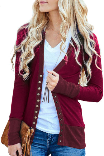 Claret Long Sleeve Snap Cardigan