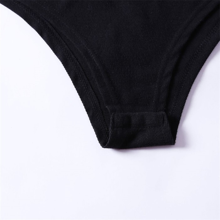 Black Long Sleeve Button Front Bodysuit